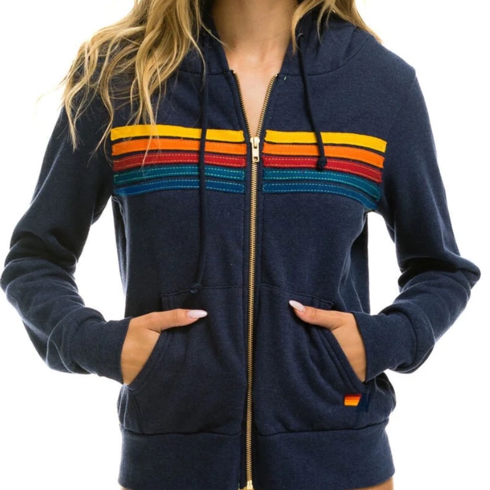 5 stripe aviator nation sweatshirt zip up in navy perfect condition